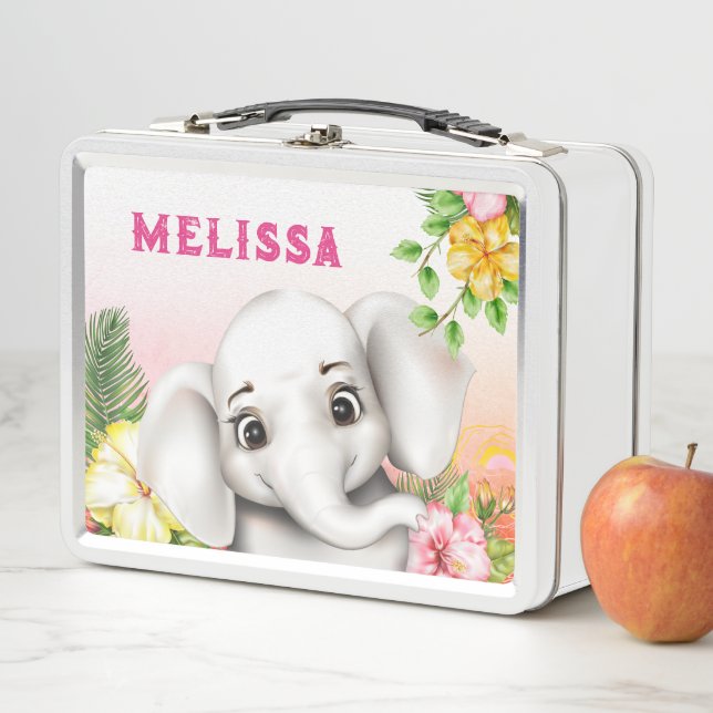 Elephant Jungle Safari Personalized Metal Lunch Box (In Situ)
