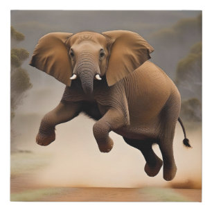 Elephant Kangaroo Hop, Mousepad Faux Canvas Print