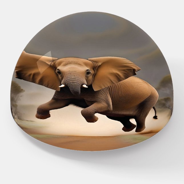 Elephant Kangaroo Hop,  Paperweight (Angled)