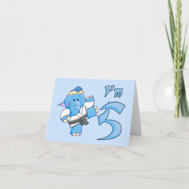 Elephant Karate 5th Birthday Invitation (Front)