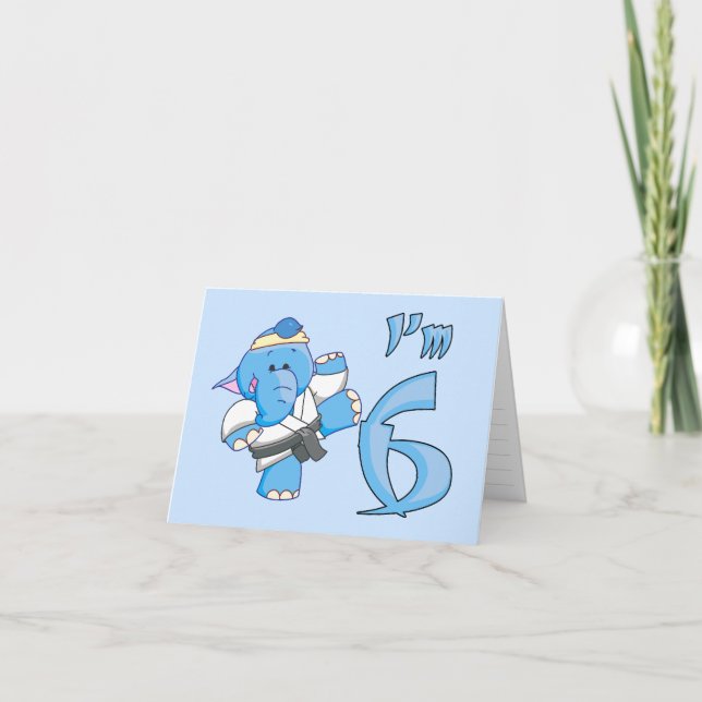 Elephant Karate 6th Birthday Invitation (Front)