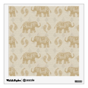 Elephant Khaki Caravan Pattern Wall Sticker