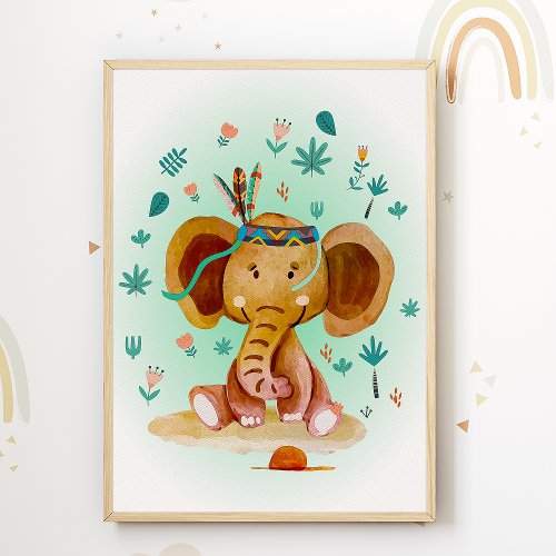 Elephant Kids Room Poster Animal Nursery Print
