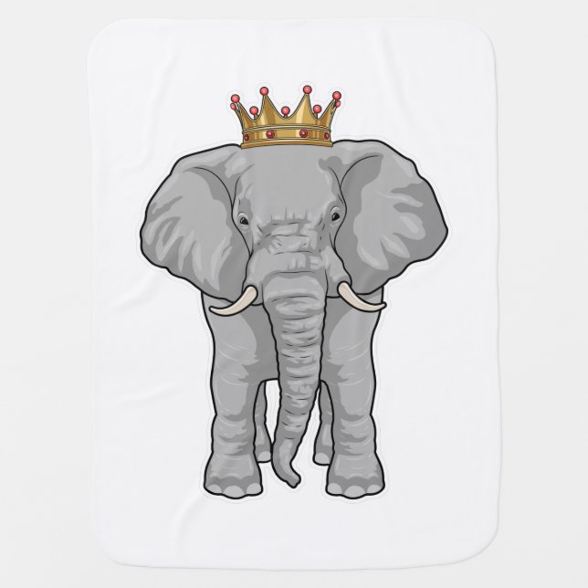 Elephant King Crown Baby Blanket (Front)