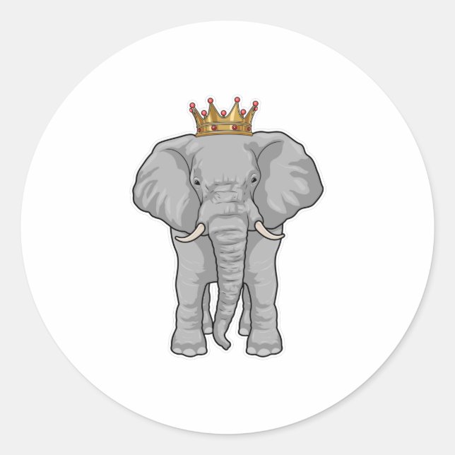 Elephant King Crown Classic Round Sticker (Front)