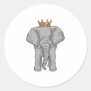 Elephant King Crown Classic Round Sticker