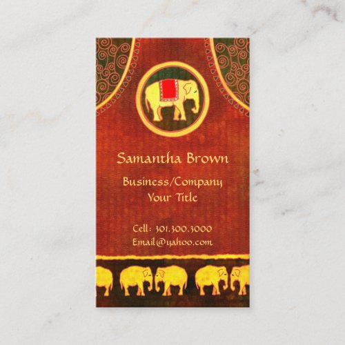 Elephant Kingdom Gold  Red Unique Business Cards