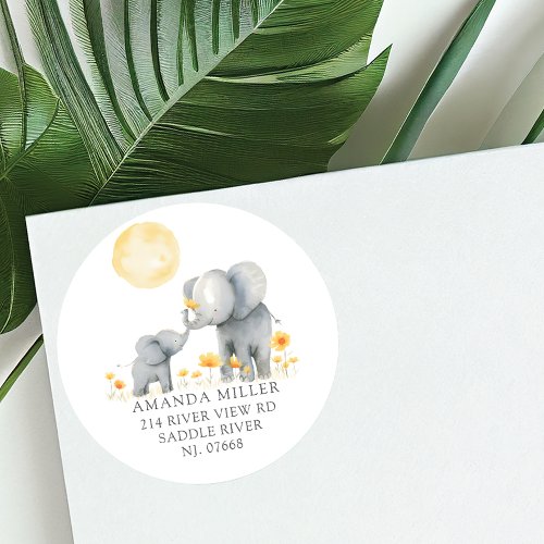 Elephant Kisses Baby Shower Address Label