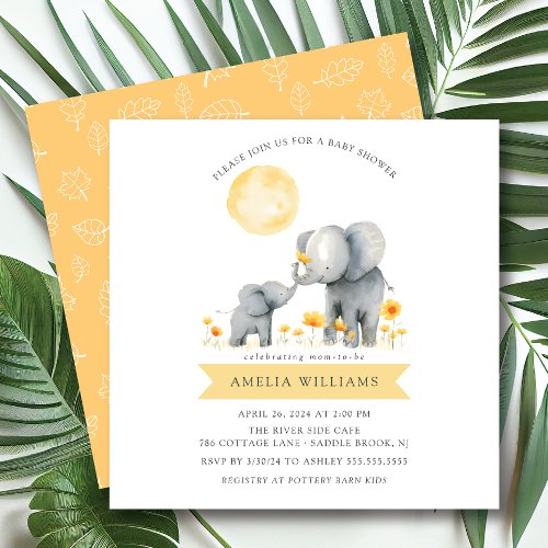 Elephant Kisses Baby Shower Invitation