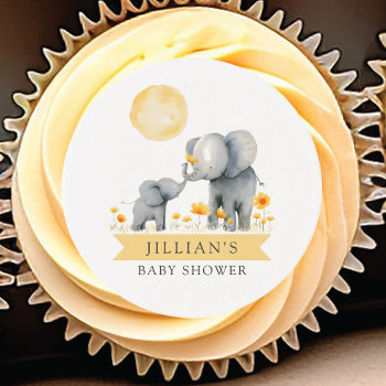Elephant Kisses Baby Shower It's A Boy Edible Frosting Rounds by invitationstop at Zazzle