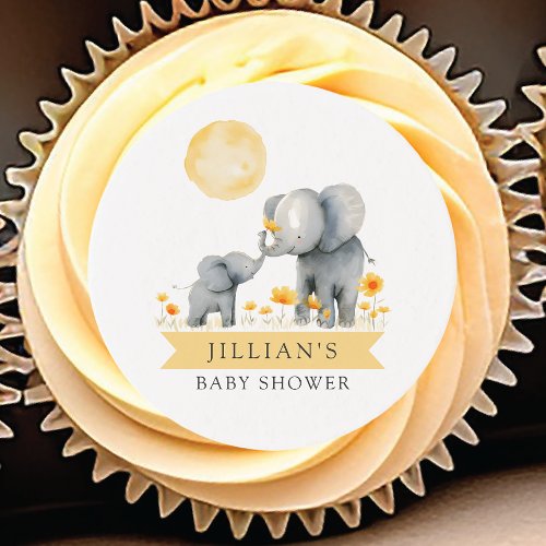 Elephant Kisses Baby Shower Its a Boy Edible Frosting Rounds