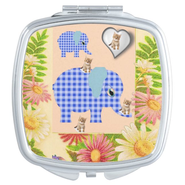 Elephant Kitten Compact Mirror (Front)