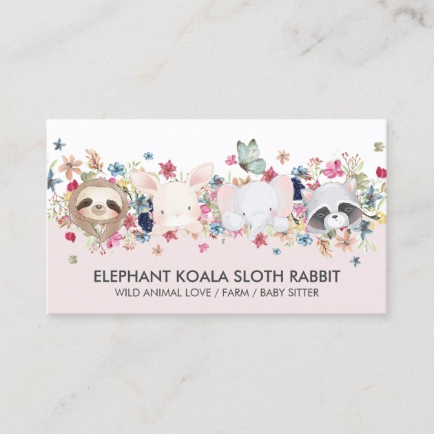 ELEPHANT KOALA SLOTH RABBIT BABY ANIMALs Business Card