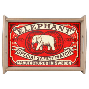 Elephant Label Art Serving Tray