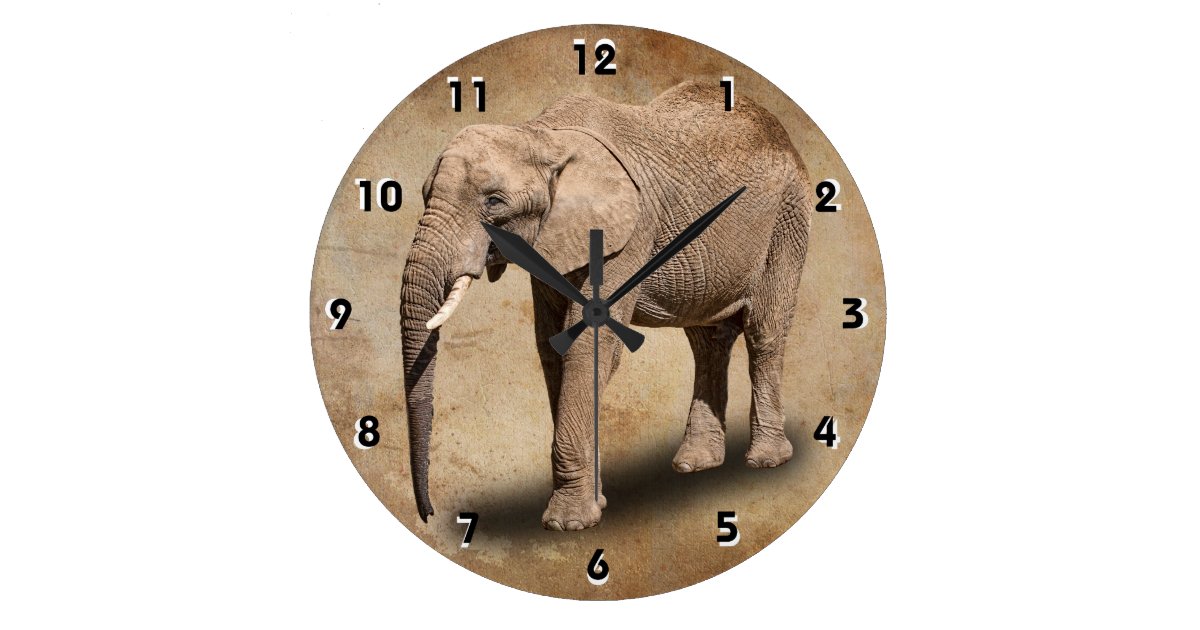 ELEPHANT LARGE CLOCK | Zazzle.com