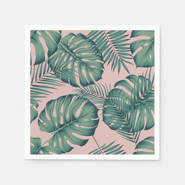 Elephant leaf print pink napkins (Front)