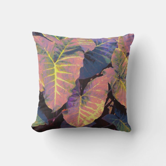 Elephant Leaves in Tropical Pastels Throw Pillow (Front)