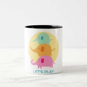elephant let's play Two-Tone coffee mug