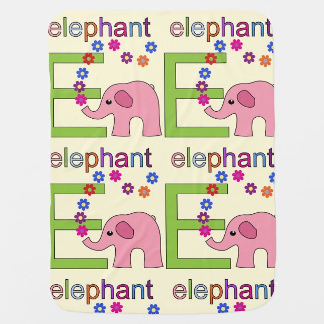 Elephant Letter E Baby Blanket (Front)