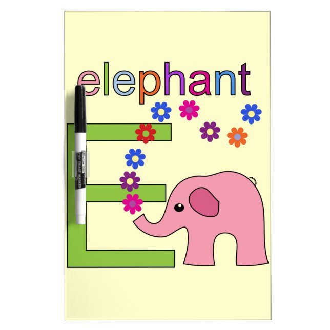 Elephant Letter E Dry Erase Board (Front)