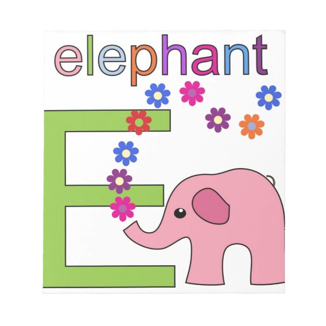 Elephant Letter E Notepad (Front)