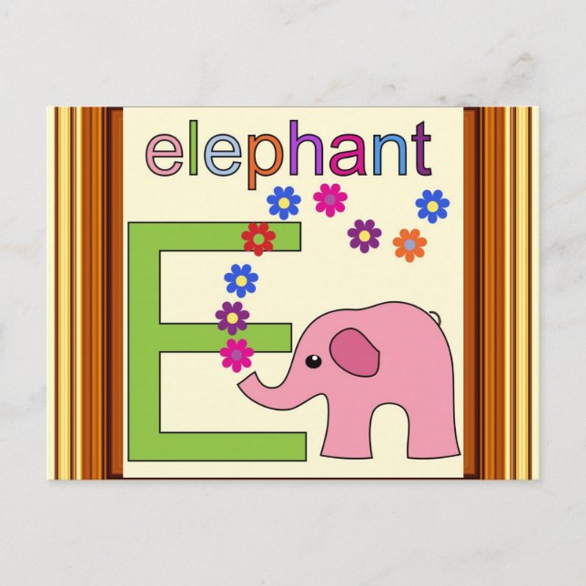 Elephant Letter E Postcard (Front)