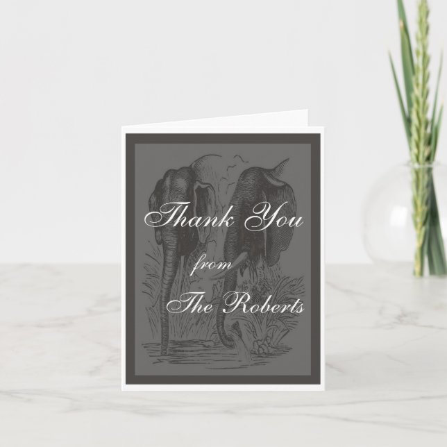 Elephant Letterpress Thank You Card (Front)