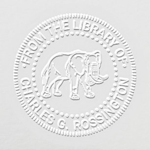 Elephant Line Art #2 Library Book Name Embosser