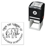 Elephant Line Art #2 Round Library Book Name Self-inking Stamp