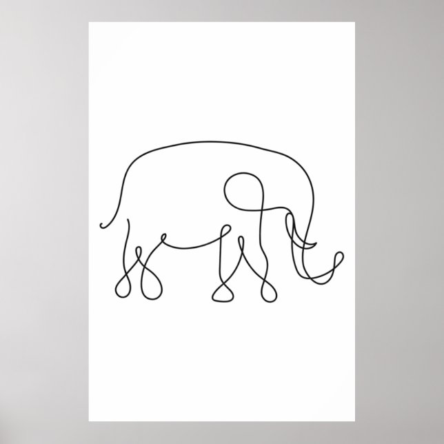 Elephant Line Art  Poster (Front)