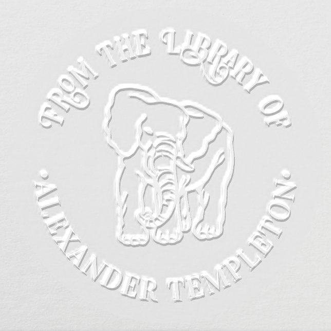 Elephant Line Art Round Library Book Name Embosser (Design)