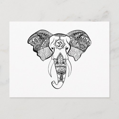 Elephant Line Drawing Postcard