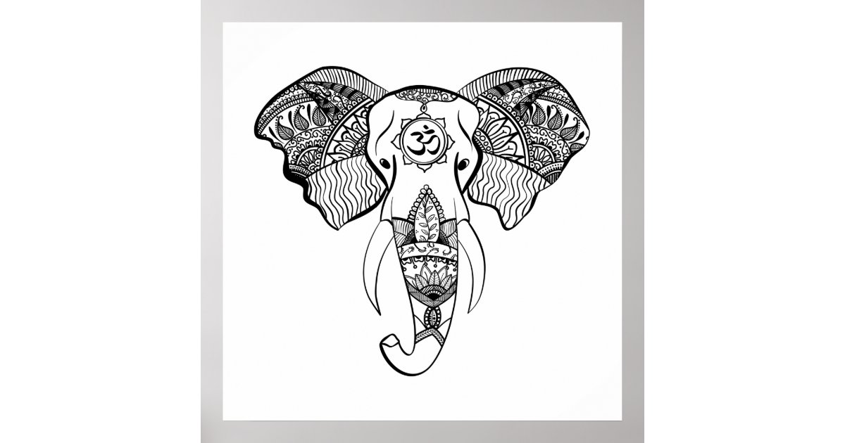 Elephant line drawing poster | Zazzle