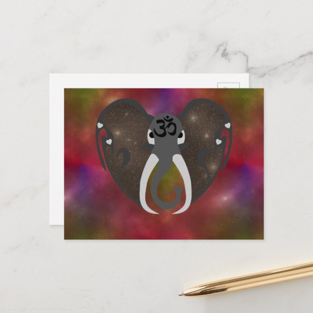 Elephant Listening to the Cosmos Postcard (Front/Back In Situ)