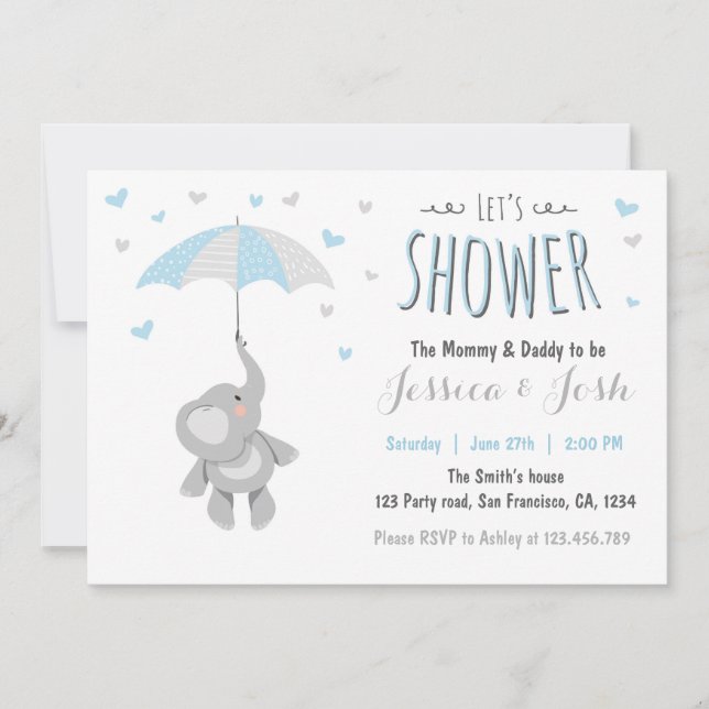 Elephant Little Peanut Baby Shower Invitation (Front)