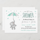 Elephant Little Peanut Baby Shower Invitation Mint (Front/Back)