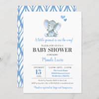 Elephant Little Peanut Boy Baby Shower Invitation