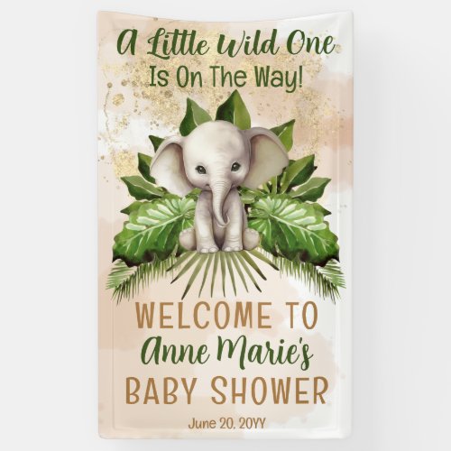 Elephant Little Wild One Is On The Way Baby Shower Banner