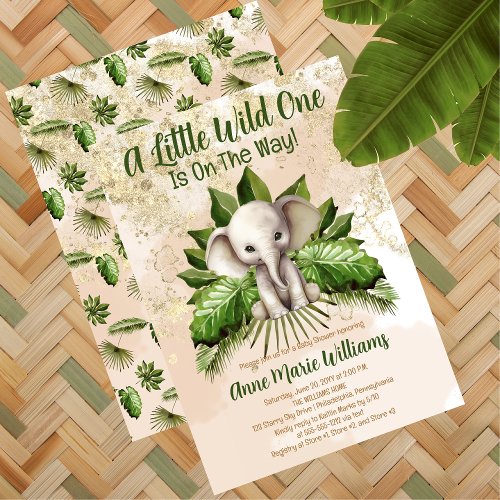 Elephant Little Wild One Is On The Way Baby Shower Invitation