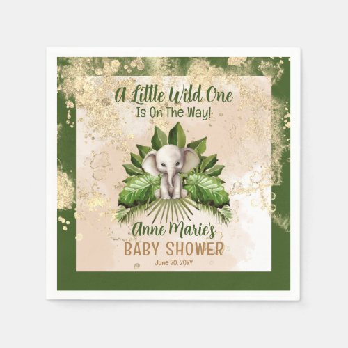 Elephant Little Wild One Is On The Way Baby Shower Napkins