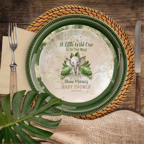Elephant Little Wild One Is On The Way Baby Shower Paper Plates