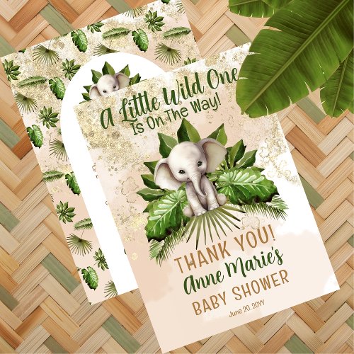 Elephant Little Wild One Is On The Way Baby Shower Thank You Card
