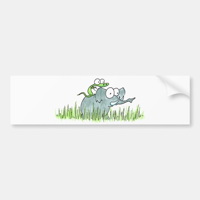 Elephant & Lizzard Bumper Sticker (Front)