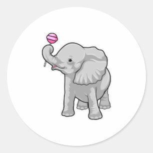 Elephant Lollipop Classic Round Sticker