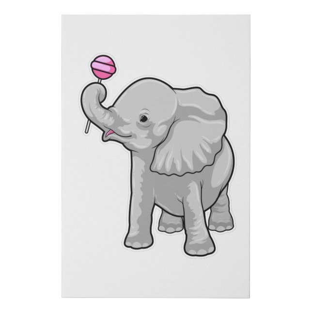 Elephant Lollipop Faux Canvas Print (Front)