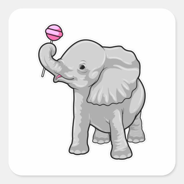 Elephant Lollipop Square Sticker (Front)