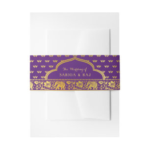 Elephant, Lotus Flower & Mundap Arch Wedding Invitation Belly Band