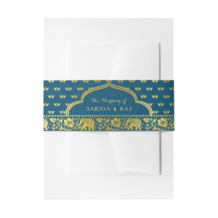 Elephant, Lotus Flower & Mundap Arch Wedding Invitation Belly Band