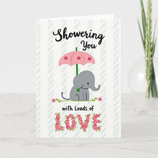Elephant Love Blossoms Card (Front)