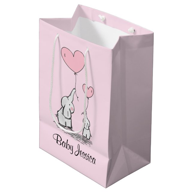 Elephant Love Design Gift Bag (Front Angled)